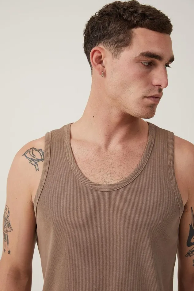 Men Tees and Tanks Cotton On Loose Fit Rib Tank Coffee Men Tees and Tanks Cotton On Loose Fit Rib Tank Coffee