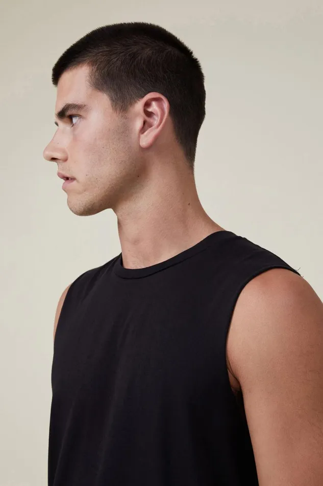 Men Tees and Tanks Cotton On Organic Muscle Black Men Tees and Tanks Cotton On Organic Muscle Black