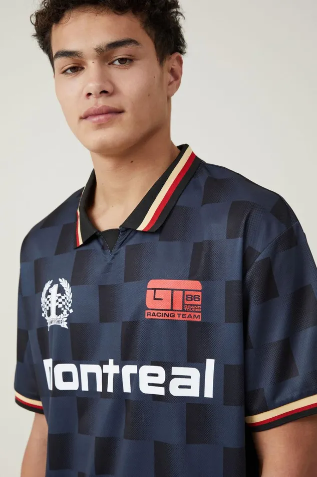Men Tees and Tanks Cotton On Pit Stop Soccer Jersey Black Slate 8211 Checkerboard Men Tees and Tanks Cotton On Pit Stop Soccer Jersey Black Slate 8211 Checkerboard