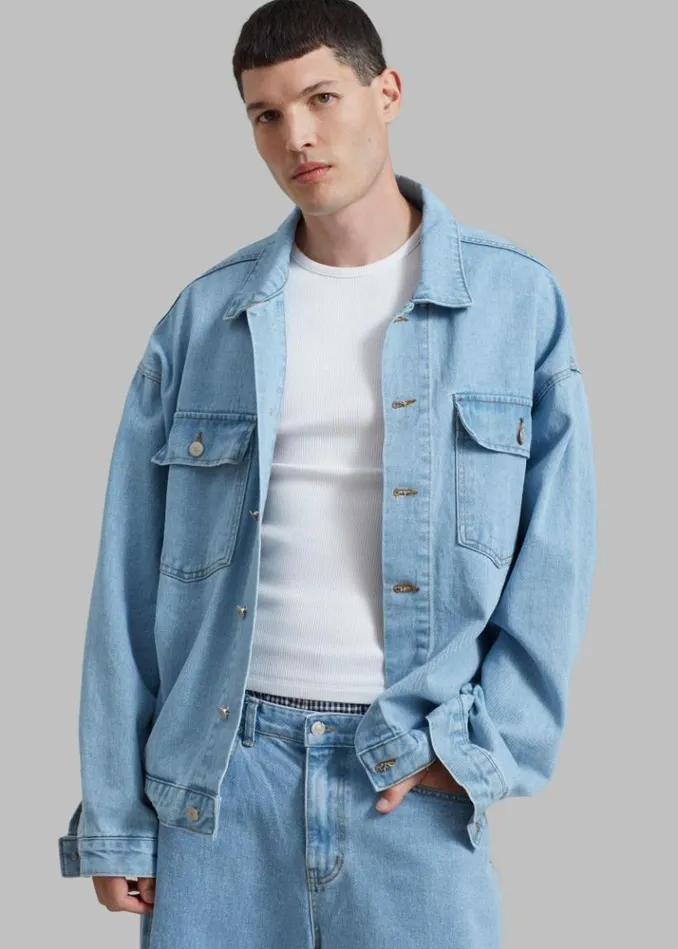 Men The Frankie Shop Connor Oversized Denim Jacket 8211 Worn Wash Worn Wash