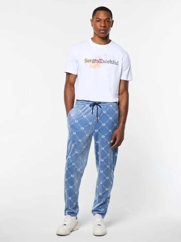 Men Tracksuits Sergio Tacchini Cosimo Velour Track Pant Faded Denim