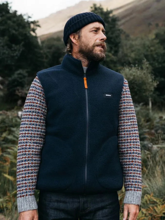 Men Ursus Pile Fleece Gilet Navy Finisterre Fleece