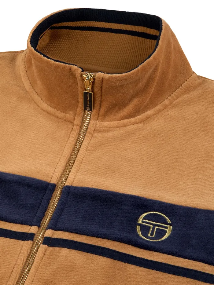 Men Velour Sergio Tacchini Damarindo Velour Track Jacket Almond Maritime Blue