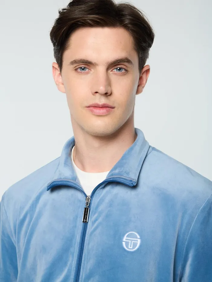 Men Velour Sergio Tacchini Foggia Velour Debossed Track Jacket Coronet Blue