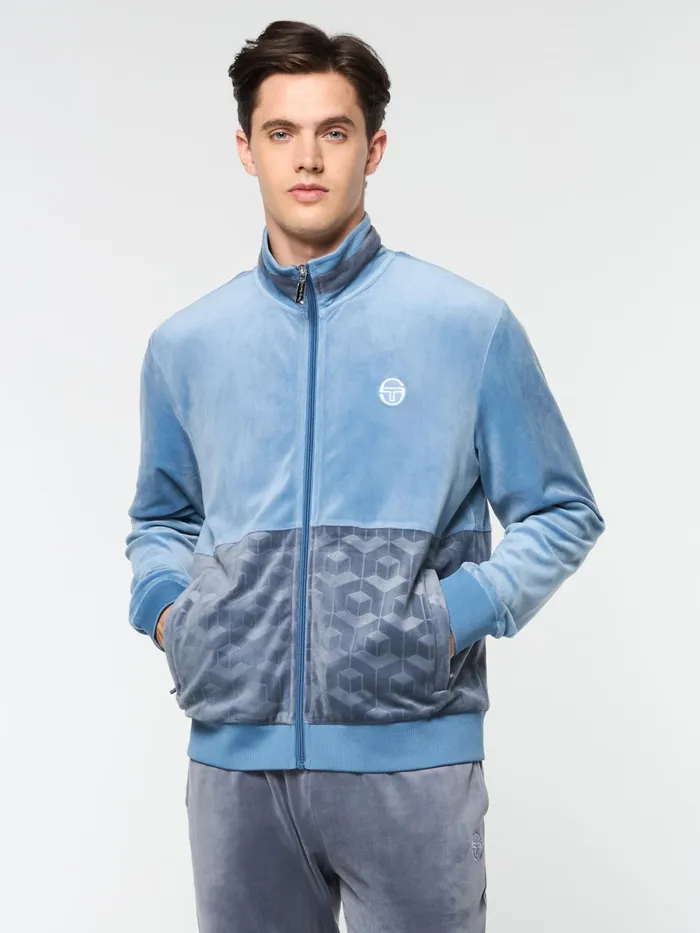 Men Velour Sergio Tacchini Foggia Velour Debossed Track Jacket Coronet Blue