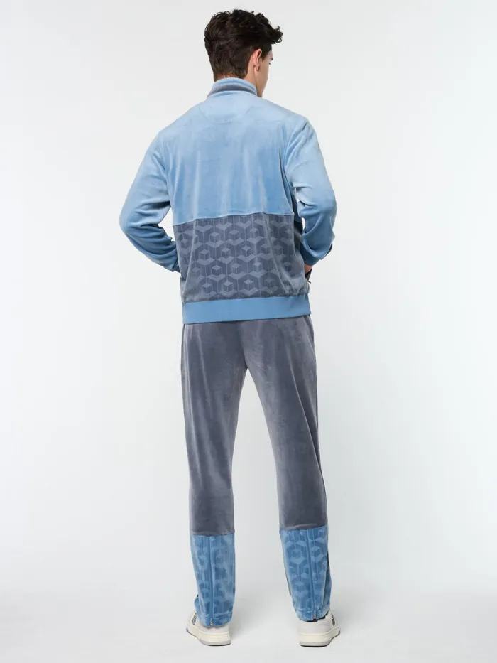 Men Velour Sergio Tacchini Foggia Velour Debossed Track Jacket Coronet Blue