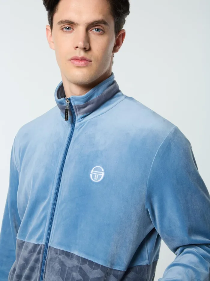 Men Velour Sergio Tacchini Foggia Velour Debossed Track Jacket Coronet Blue