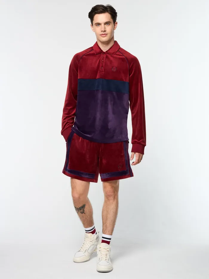 Men Velour Sergio Tacchini Noci Velour Long Sleeve Polo Sun Dried Tomato