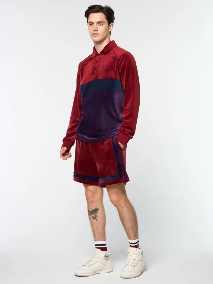 Men Velour Sergio Tacchini Noci Velour Long Sleeve Polo Sun Dried Tomato