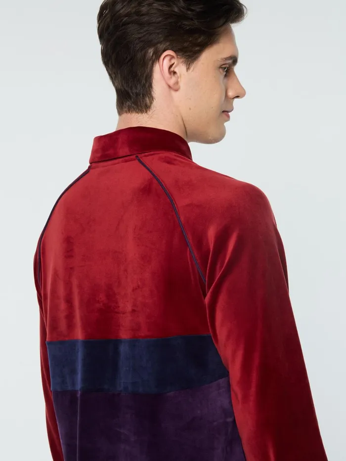 Men Velour Sergio Tacchini Noci Velour Long Sleeve Polo Sun Dried Tomato