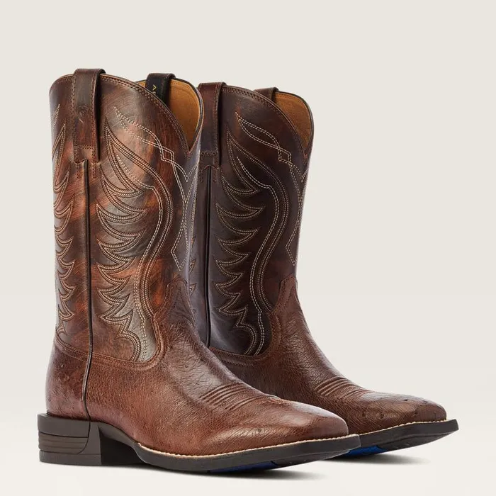 Men Western Boots Ariat Reckoning Western Boot Dark Tabac Smooth Quill Ostric