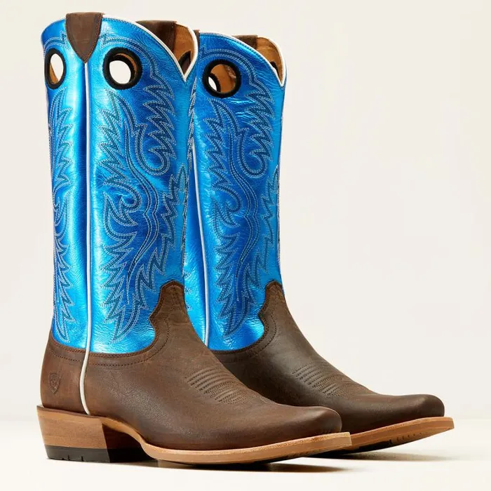 Men Western Boots Ariat Ringer Cowboy Boot Tobacco Toffeebright Blue Patent