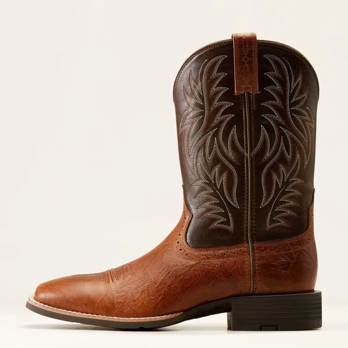 Men Western Boots Ariat Sport Wide Square Toe Western Boot Peanut Butterchaga Brown