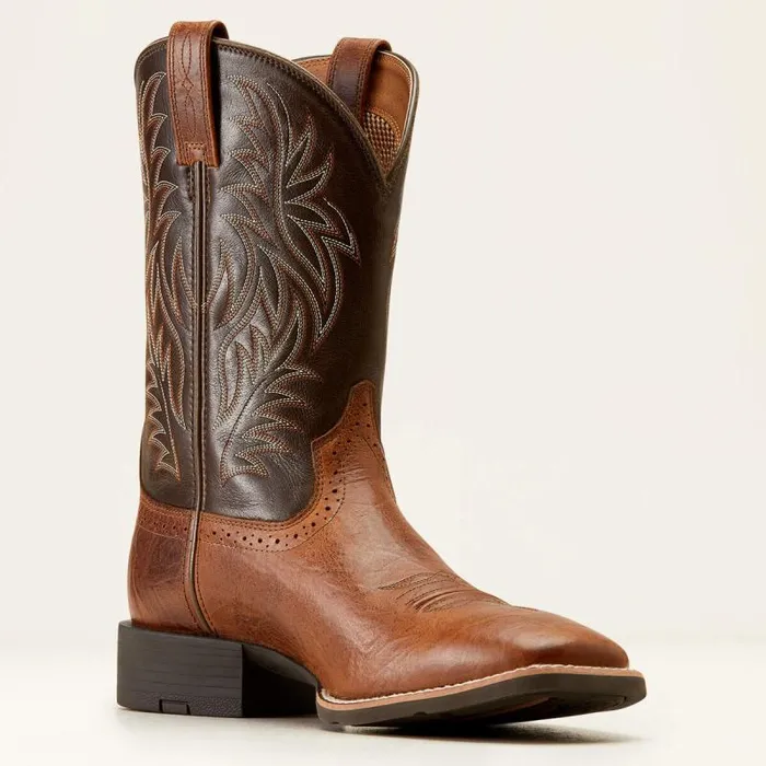 Men Western Boots Ariat Sport Wide Square Toe Western Boot Peanut Butterchaga Brown