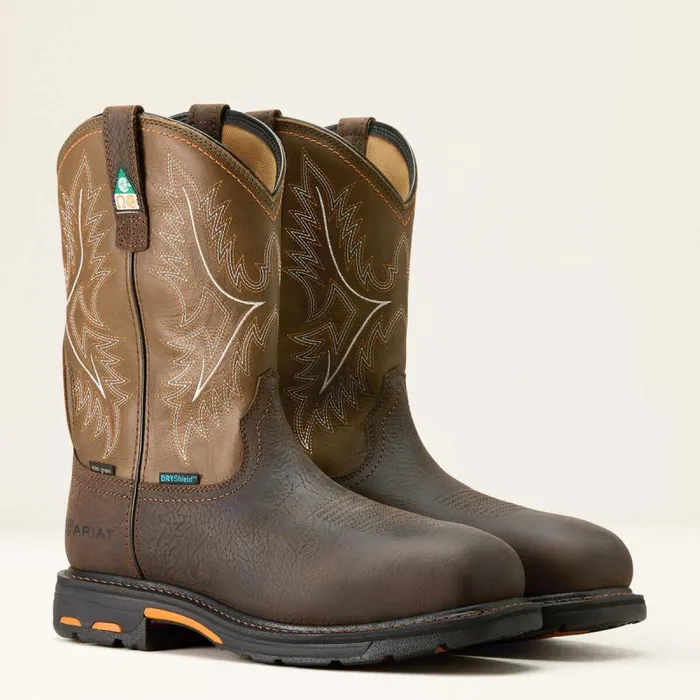 Men Work Boots Ariat WorkHog CSA Waterproof Insulated Composite Toe Work Boot Bruin Brown Men Work Boots Ariat WorkHog CSA Waterproof Insulated Composite Toe Work Boot Bruin Brown