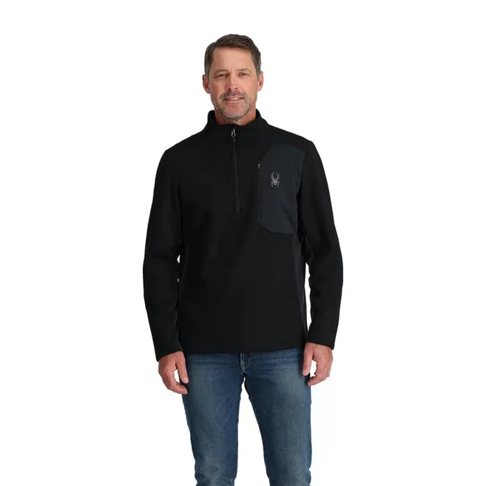 Mens Bandit Half Zip Black Spyder Fleece