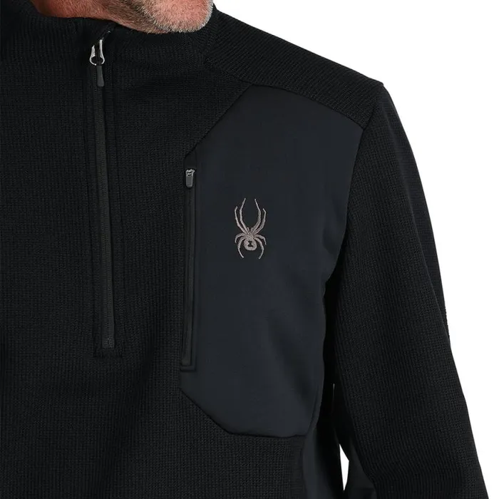 Mens Bandit Half Zip Black Spyder Fleece