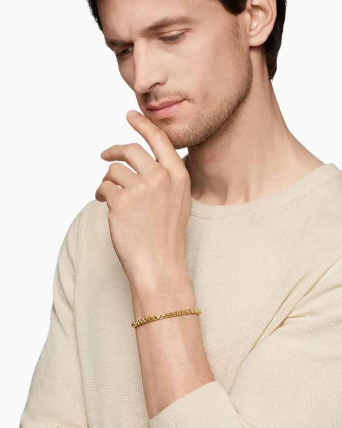 Mens Box Chain Bracelet In 18K Yellow Gold 5mm Men David Yurman Chain Mens Box Chain Bracelet In 18K Yellow Gold 5mm Men David Yurman Chain