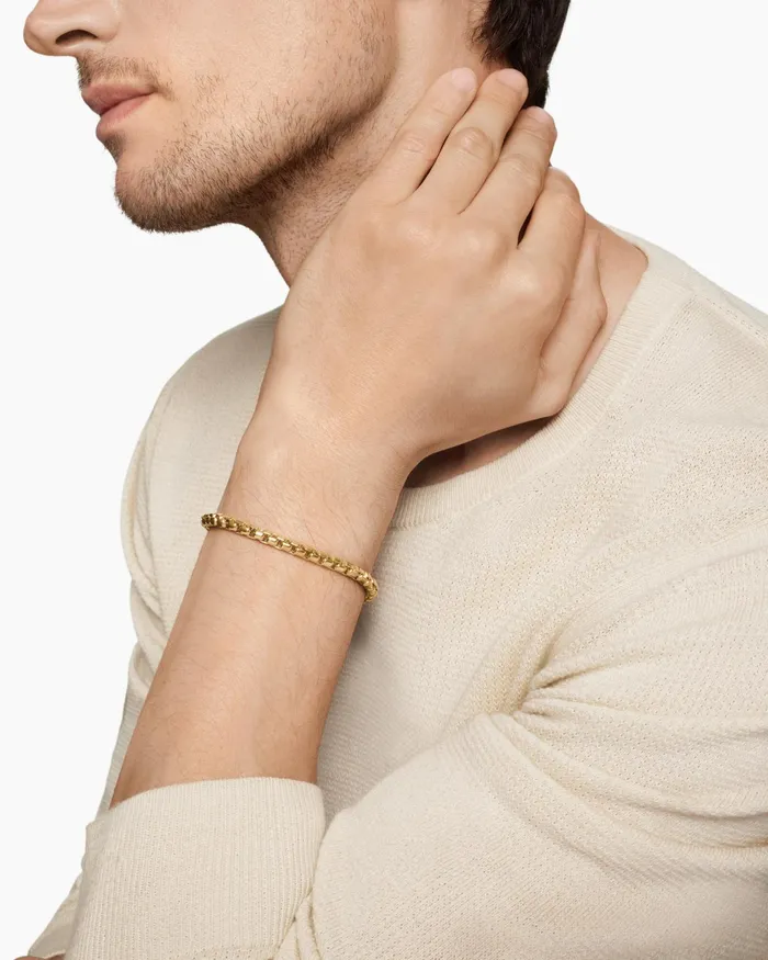 Mens Box Chain Bracelet In 18K Yellow Gold 5mm Men David Yurman Chain Mens Box Chain Bracelet In 18K Yellow Gold 5mm Men David Yurman Chain