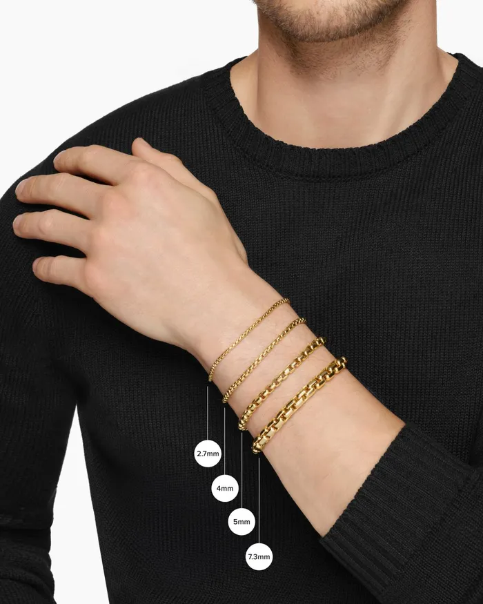 Mens Box Chain Bracelet In 18K Yellow Gold 5mm Men David Yurman Chain Mens Box Chain Bracelet In 18K Yellow Gold 5mm Men David Yurman Chain