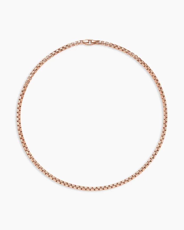 Mens Box Chain Necklace In 18K Rose Gold 5mm Men David Yurman Chains Mens Box Chain Necklace In 18K Rose Gold 5mm Men David Yurman Chains