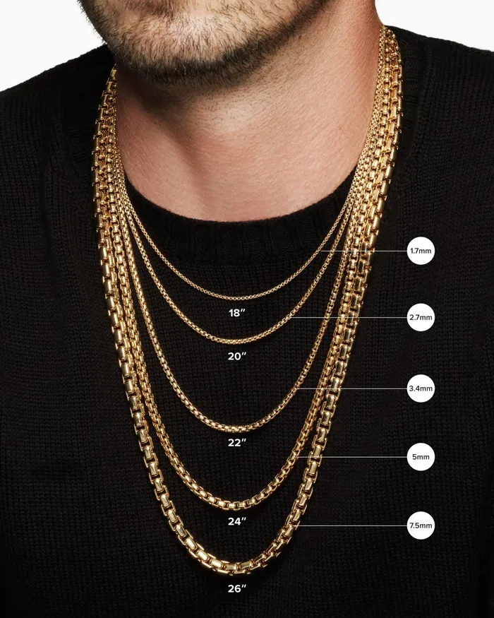 Mens Box Chain Necklace In 18K Rose Gold 5mm Men David Yurman Chains Mens Box Chain Necklace In 18K Rose Gold 5mm Men David Yurman Chains