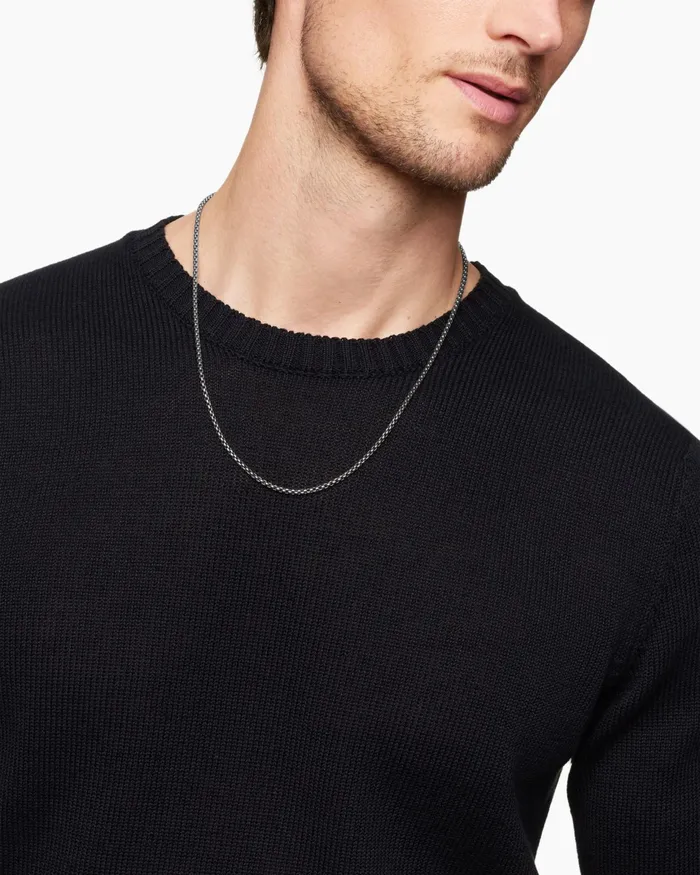 Mens Box Chain Necklace In Grey Titanium 27mm Men David Yurman Chains Mens Box Chain Necklace In Grey Titanium 27mm Men David Yurman Chains