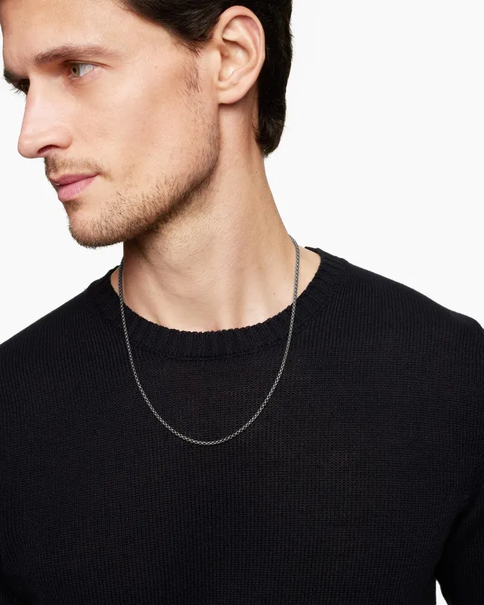 Mens Box Chain Necklace In Grey Titanium 27mm Men David Yurman Chains Mens Box Chain Necklace In Grey Titanium 27mm Men David Yurman Chains