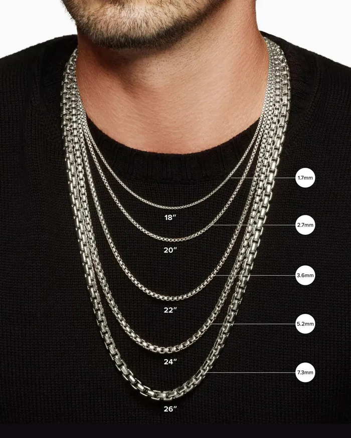 Mens Box Chain Necklace In Grey Titanium 27mm Men David Yurman Chains Mens Box Chain Necklace In Grey Titanium 27mm Men David Yurman Chains