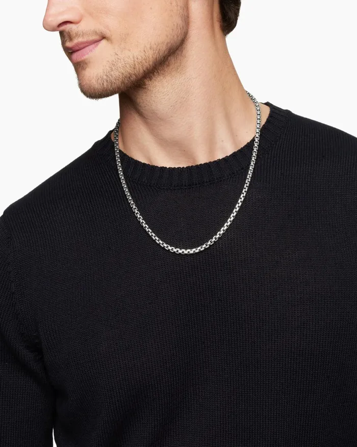 Mens Box Chain Necklace In Sterling Silver 48mm Men David Yurman Chains Mens Box Chain Necklace In Sterling Silver 48mm Men David Yurman Chains
