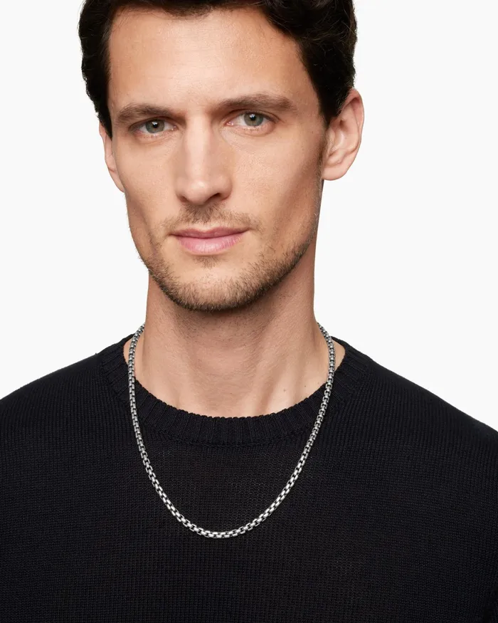 Mens Box Chain Necklace In Sterling Silver 48mm Men David Yurman Chains Mens Box Chain Necklace In Sterling Silver 48mm Men David Yurman Chains