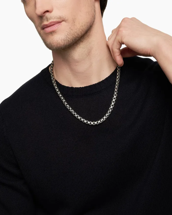 Mens Box Chain Necklace In Sterling Silver 73mm Men David Yurman Chains