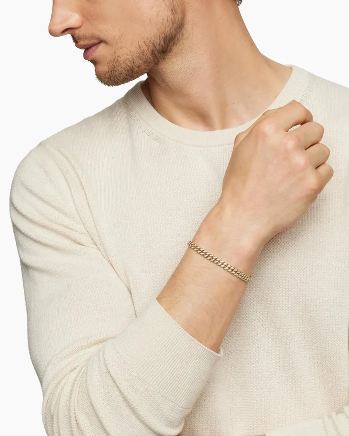 Mens Curb Chain Bracelet In 18K Yellow Gold 6mm Men David Yurman Chain Mens Curb Chain Bracelet In 18K Yellow Gold 6mm Men David Yurman Chain