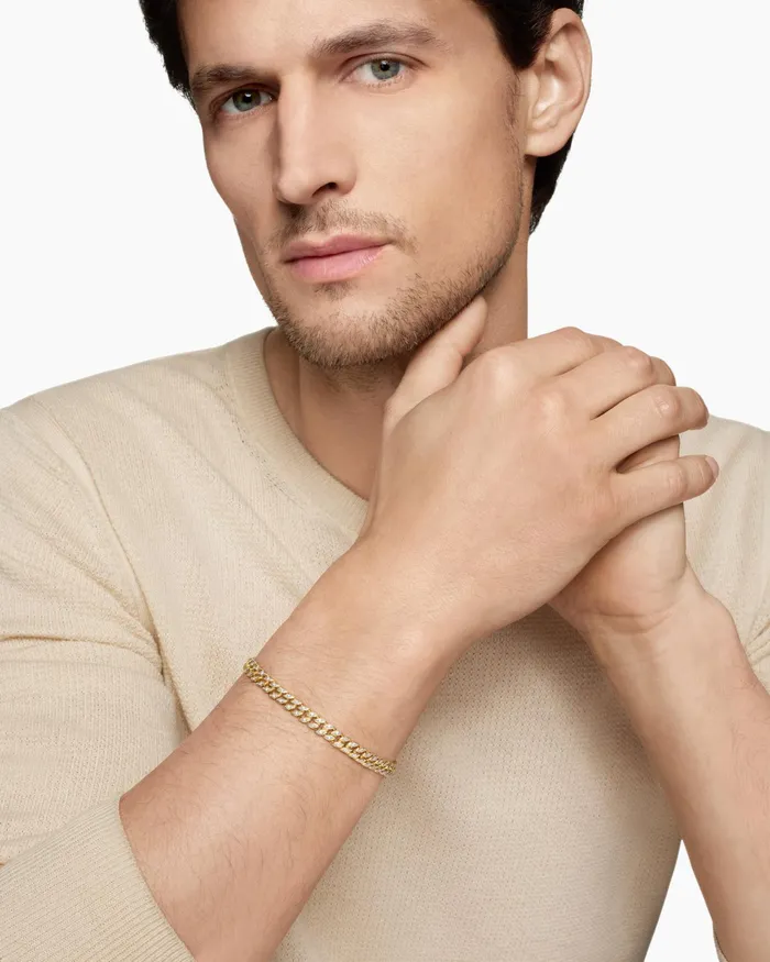 Mens Curb Chain Bracelet In 18K Yellow Gold 6mm Men David Yurman Chain Mens Curb Chain Bracelet In 18K Yellow Gold 6mm Men David Yurman Chain