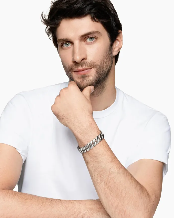 Mens Curb Chain Bracelet In Platinum 145mm Men David Yurman Chain Mens Curb Chain Bracelet In Platinum 145mm Men David Yurman Chain