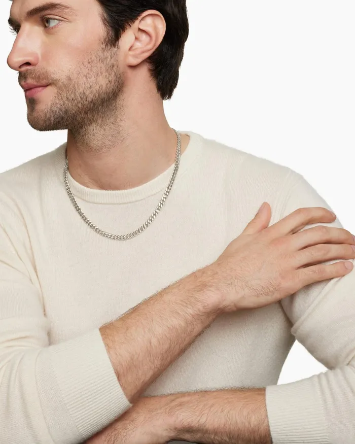 Mens Curb Chain Necklace In Sterling Silver 6mm Men David Yurman Chains Mens Curb Chain Necklace In Sterling Silver 6mm Men David Yurman Chains