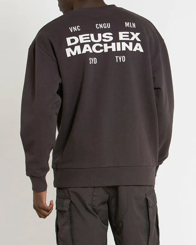 Mens Deus Ex Machina Hoodies and Sweaters Big Time Crew 8211 Anthracite Anthracite