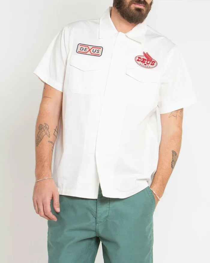 Mens Deus Ex Machina Shirts Foreman Shirt 8211 Dirty White Dirty White