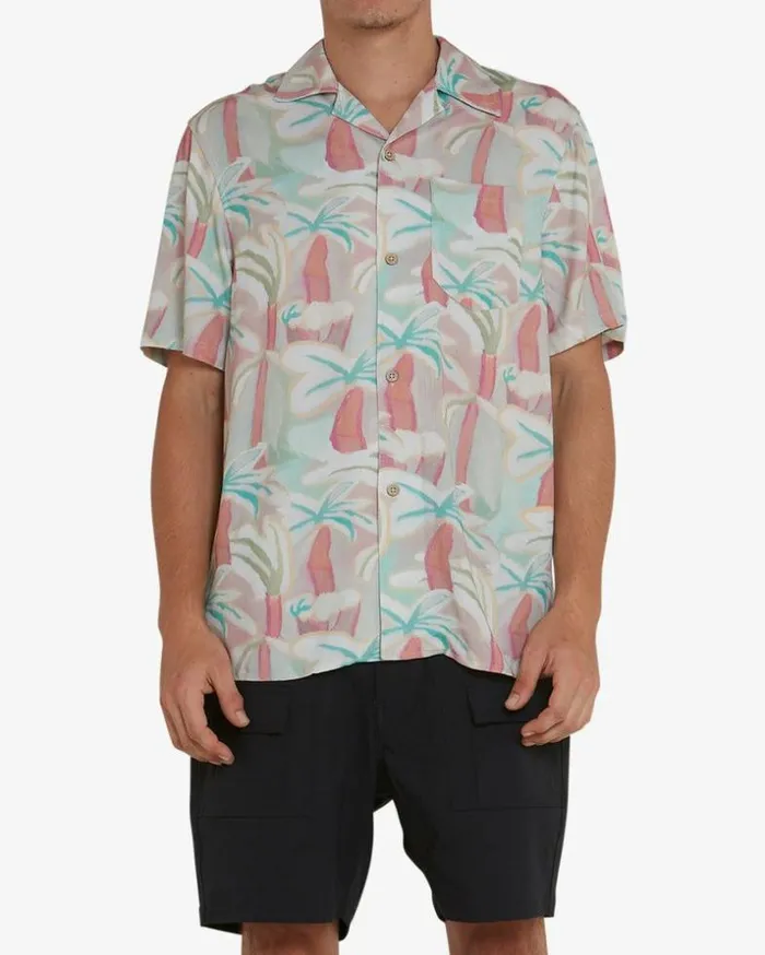 Mens Deus Ex Machina Shirts Palms Shirt 8211 Sea Foam Sea Foam