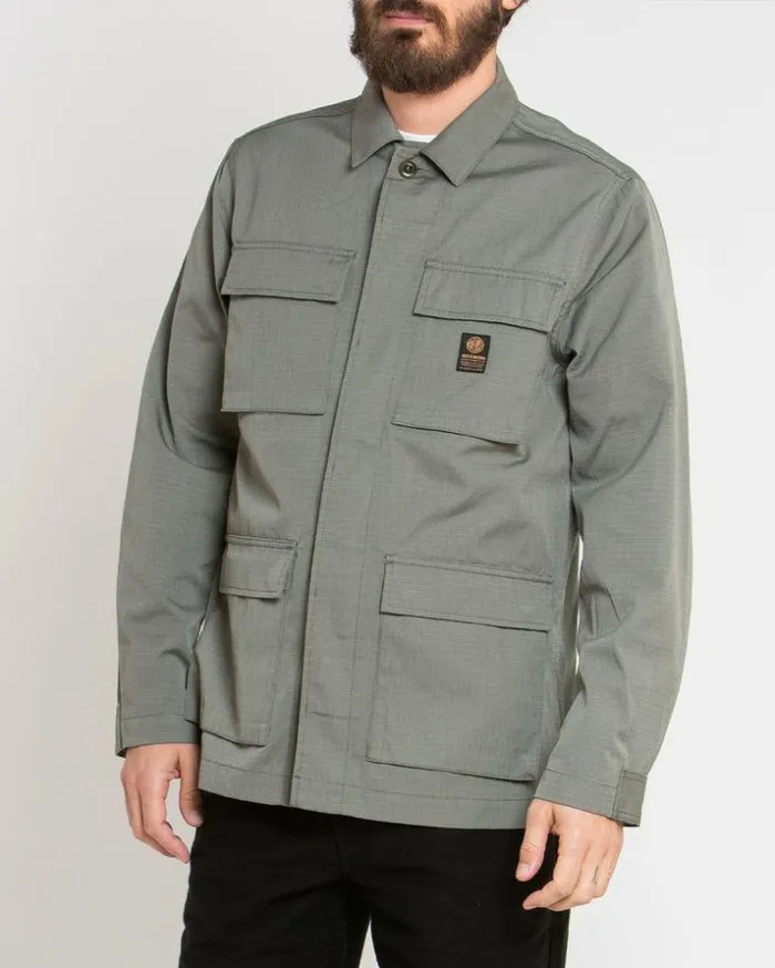 Mens Deus Ex Machina Shirts Sawyer BDU Shirt 8211 Lichen Green Lichen Green