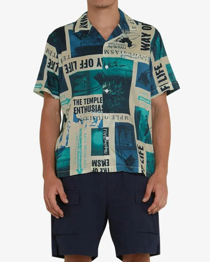 Mens Deus Ex Machina Shirts Way Off Shirt 8211 Lagoon Lagoon