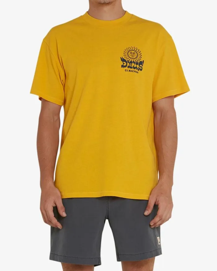 Mens Deus Ex Machina Tees Sleeping Sun Tee 8211 Golden Rod Golden Rod