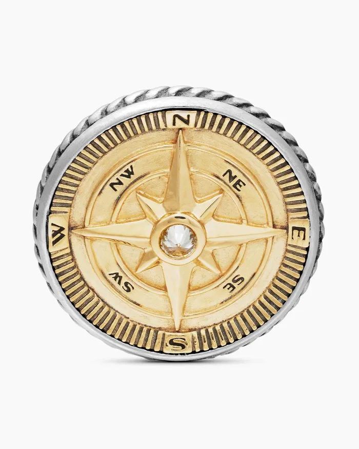 Mens Maritime Compass Cufflinks In Sterling Silver With 18K Yellow Gold And Center Diamond 16mm Men David Yurman Cufflinks Mens Maritime Compass Cufflinks In Sterling Silver With 18K Yellow Gold And Center Diamond 16mm Men David Yurman Cufflinks