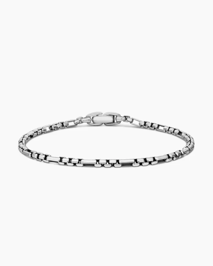Mens Open Station Box Chain Bracelet In Sterling Silver 3mm Men David Yurman Chain Mens Open Station Box Chain Bracelet In Sterling Silver 3mm Men David Yurman Chain