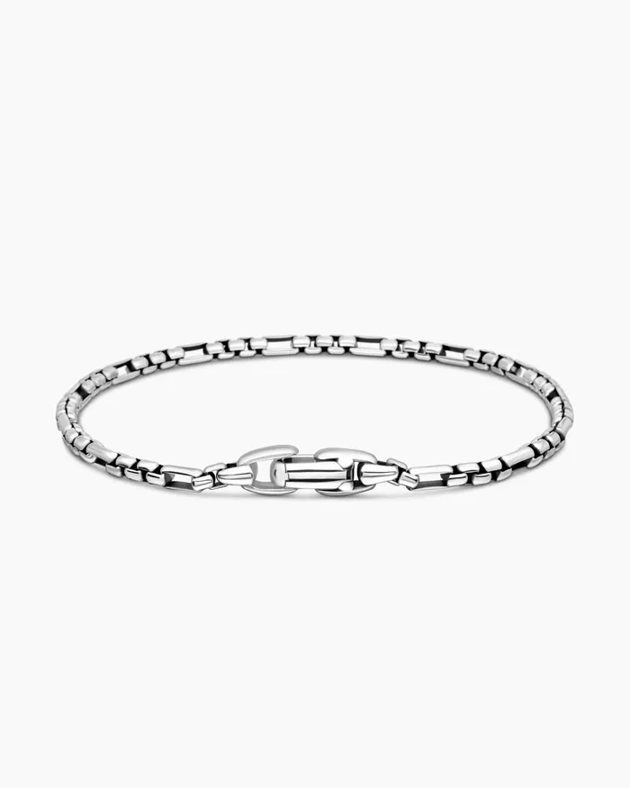 Mens Open Station Box Chain Bracelet In Sterling Silver 3mm Men David Yurman Chain Mens Open Station Box Chain Bracelet In Sterling Silver 3mm Men David Yurman Chain