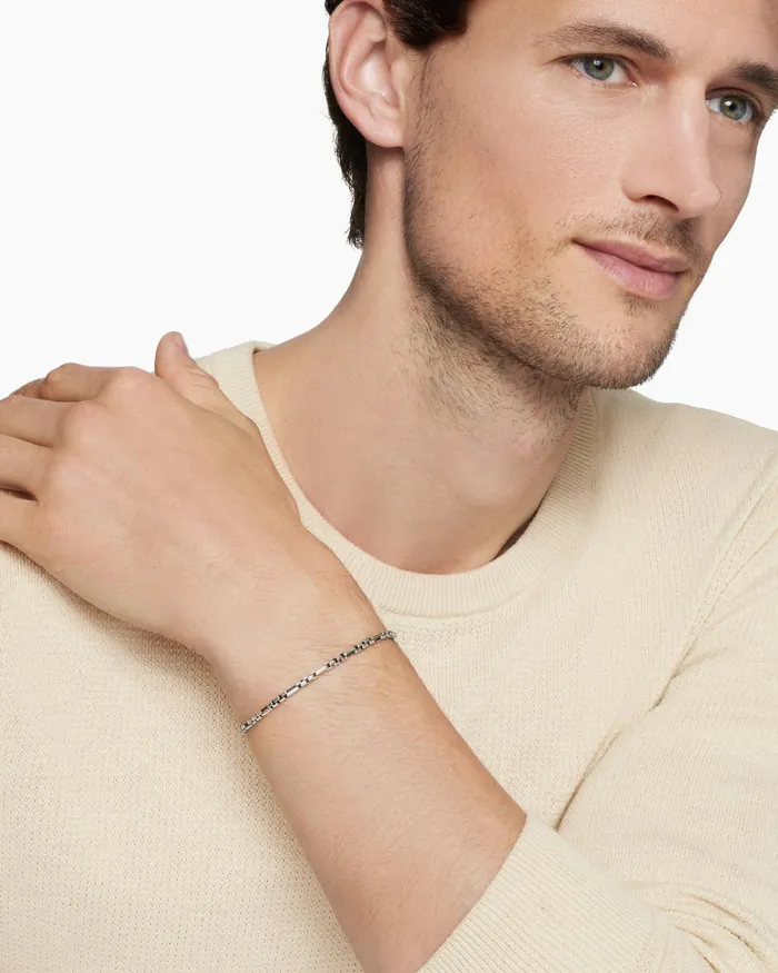 Mens Open Station Box Chain Bracelet In Sterling Silver 3mm Men David Yurman Chain Mens Open Station Box Chain Bracelet In Sterling Silver 3mm Men David Yurman Chain