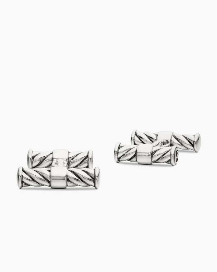 Mens Sculpted Cable Elongated Cufflinks In Sterling Silver 22mm Men David Yurman Cufflinks Mens Sculpted Cable Elongated Cufflinks In Sterling Silver 22mm Men David Yurman Cufflinks