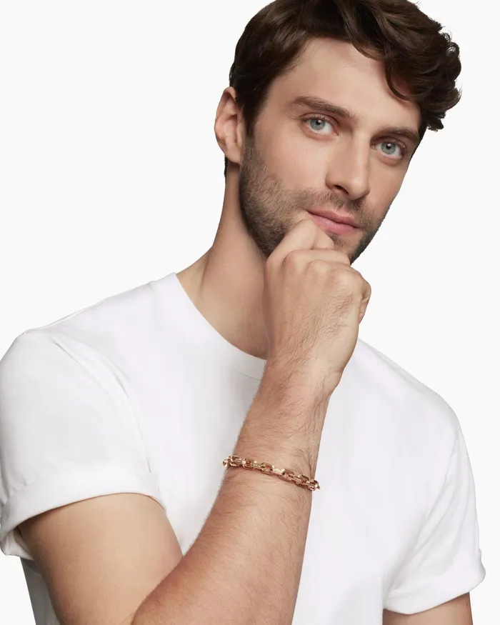 Mens Streamline Heirloom Chain Link Bracelet In 18K Rose Gold With Pav 75mm Men David Yurman Chain Mens Streamline Heirloom Chain Link Bracelet In 18K Rose Gold With Pav 75mm Men David Yurman Chain