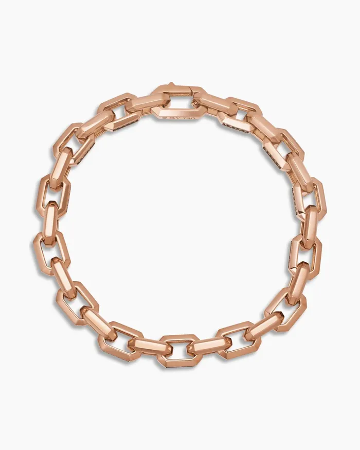 Mens Streamline Heirloom Chain Link Bracelet In 18K Rose Gold With Pav 75mm Men David Yurman Chain Mens Streamline Heirloom Chain Link Bracelet In 18K Rose Gold With Pav 75mm Men David Yurman Chain