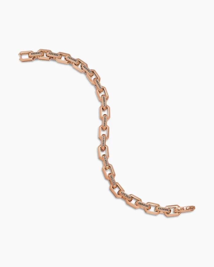 Mens Streamline Heirloom Chain Link Bracelet In 18K Rose Gold With Pav 75mm Men David Yurman Chain Mens Streamline Heirloom Chain Link Bracelet In 18K Rose Gold With Pav 75mm Men David Yurman Chain
